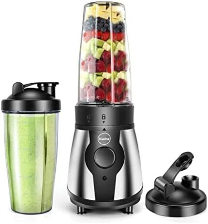 iCucina Personal, Portable Blender For Shakes And Smoothies, Single Serve, 28oz Cups with To-Go Lids