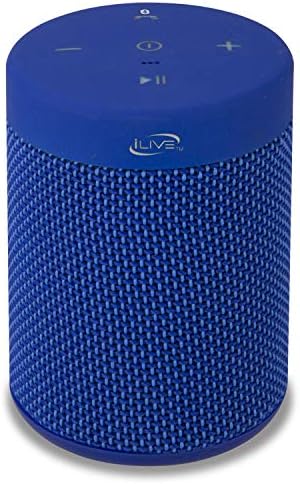 iLive Waterproof Fabric Wireless Speaker, 2.56 x 2.56 x 3.4 Inches, Built-in Rechargeable Battery, Blue (ISBW108BU)