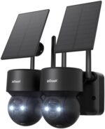 ieGeek Security Cameras Wireless Outdoor - 2 Pack 2K WiFi Solar Camera System with 360°PTZ for Home Outside Surveillance, Battery Powered Cam Works with Alexa, 3MP Color Night Vision, 2-Way Audio, AI