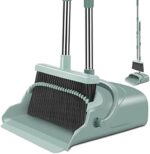 kelamayi 2023 Upgrade Broom and Dustpan Set, Large Size and Stiff Broom Dust pan with Long Handle, Upright,Ideal for Indoor Outdoor Garage Kitchen Room Office Lobby Use (Green)