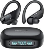 occiam Wireless Earbuds Bluetooth 5.3 Headphones 96Hrs Playback Sports Ear Buds with Microphone Earhook Waterproof in Ear Earphones LED Power Display Headset for Workout Running Black