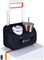 simpletome 4 In 1 Travel Essentials Organizer Bags, Luggage Drink Holder+Crossbody Bag+Phone,Tablet Stand+Storage Bag for Airport Accessories