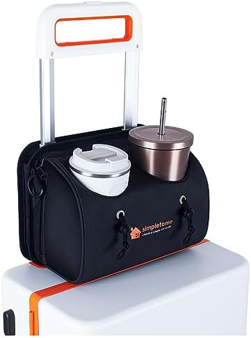 simpletome 4 In 1 Travel Essentials Organizer Bags, Luggage Drink Holder+Crossbody Bag+Phone,Tablet Stand+Storage Bag for Airport Accessories