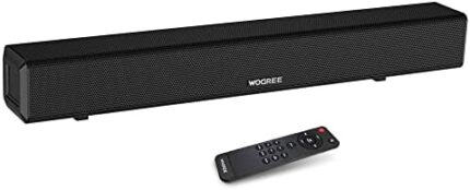 wogree 2.1ch Soundbar with Built-in Subwoofer, 80W 24 Inch Compact Small Sound Bars for TVs, Home Audio TV Speakers Support Bluetooth, HDMI-ARC, Optical, AUX, Line-in, and USB Input