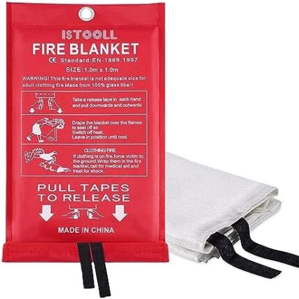1 Pack Fire Blanket Emergency Survival for Kitchen, Fiberglass Suppression Flame Retardent Safety Blanket for Home, School, Fireplace, Camping, Grill, Car, Office, Warehouse (1-Pack)