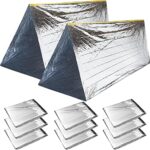 10 Pcs Emergency Tent Survival Tent with Paracord,2-Person Emergency Shelter Lightweight Weatherproof Thermal Mylar Tube Tent 8 ft x 3 ft for Hiking, Camping, Outdoor Survival Gear Kits