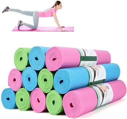 12 Pieces Yoga Mats Bulk 68 x 24 x 0.12 Inch Exercise Mats Non Slip Fitness Mats Workout Mats for Women Men Home Workout Gym Yoga