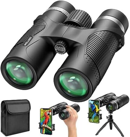 12x42 HD Binoculars for Adults High Powered with Phone Adapter, Tripod and Tripod Adapter - Professional Waterproof Binoculars with BaK4 prisms Large View for Bird Watching Hunting Cruise Ship Travel