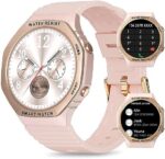 1.32”Smart Watch for Women (Answer/Make Call), 100+Sports Modes Smartwatches with Heart Rate/SpO2/BP/Menstrual Cycle/Sleep Monitor, Step Calorie Counter Fitness Tracker IP67 iOS Android Gift Pink