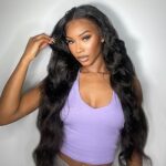 13x4 Body Wave Lace Front Wigs Human Hair Pre Plucked with Baby Hair 180% Density 13x4 HD Transparent Lace Front Wigs for Black Women Natural Black Wigs(26inch)