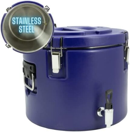 5 Gallon Insulated Beverage Cooler: Dispenser with Stainless Steel Interior and Spout/Spigot, Portable Sports Cooler for Camping, Outdoors - Fun Round Water Jug - Stackable