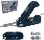 Kelvin Tools Kelvin 23 | The Palm-Sized Urban Ultra Multi-Tool Set | 23 Integrated Tools: 16 Bit Screwdriver Set, Tape Measure, Liquid Level, Hammer, and Flashlight (Navy)