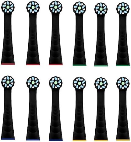 Compatible with Oral-B iO 3/4/5/6/7/8/9/10 Series Ultimate Clean Electric Toothbrush Replacement Brush Heads,12 Pack,Black