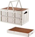 YEEON Outdoor Camping Storage Case with Wooden Lid, Folding Camping Organizer, Folding Car Storage Case, Household Storage Box (Small)
