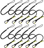 BearTOOLS New Black Screw Lock Safety Lanyard 3 Foot Tough Tether, Captive Eye Carabiner, Adjustable Loop End, Ultra-Durable, Premium Quality Materials for Scaffold Construction 10 Pack (0939S)