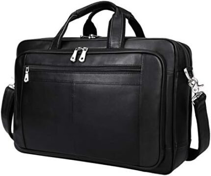 Augus Business Travel Briefcase Genuine Leather Duffel Bags for Men Laptop Bag fits 15.6 inches Laptop