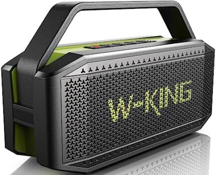 W-KING Portable Loud Bluetooth Speakers with Subwoofer, 60W(80W Peak) Outdoor Speakers Bluetooth Wireless Waterproof Speaker, Deep Bass/V5.0/40H Play/Power Bank/TF Card/AUX/EQ, Large for Party (Green)