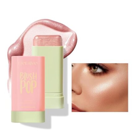 Paminify Soft Creamy Highlighter Stick,Long Lasting Smooth Luminizer Shimmer Stick,Waterproof Blush Highlight Face Illuminator,Blendable Natural Glow Makeup Sparkly Face Highlighters,04 Pearl White
