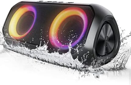 Rythflo Bluetooth Speakers, [Blod Bass & Dynamic Lights] Portable Wireless Speaker with 24W Stereo Sound, 24Hrs Playtime, Build-in MIC, IPX6 Waterproof Blue Tooth Speaker