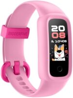 BIGGERFIVE Vigor 2 L Kids Fitness Tracker Watch for Girls Ages 5-15, IP68 Waterproof, Activity Tracker, Pedometer, Heart Rate Sleep Monitor, Step Counter Watch, Blush