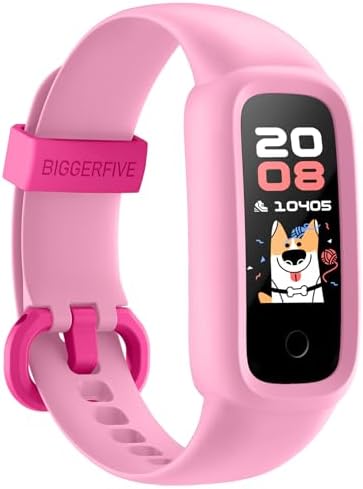 BIGGERFIVE Vigor 2 L Kids Fitness Tracker Watch for Girls Ages 5-15, IP68 Waterproof, Activity Tracker, Pedometer, Heart Rate Sleep Monitor, Step Counter Watch, Blush