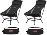 AnYoker Camping Chair, 2 Way Compact Backpacking Chair, Portable Folding Chair, Beach Chair with Side Pocket, Lightweight Hiking Chair 016 (Ink 2 Pack)