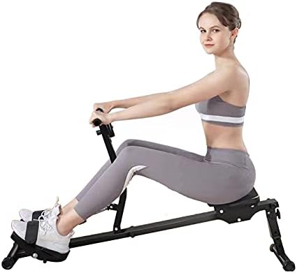 Rowing Machine Hydraulic Full Motion Indoor Strength Training Equipment 12 Adjustable Tension Resistance Silent Folding Cardio Training with LCD Monitor Home Gym Workout Max Capacity 286lbs