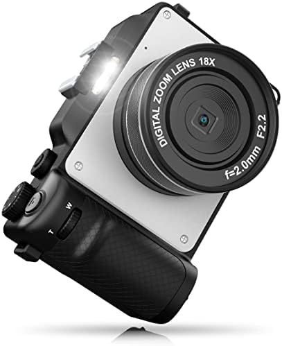 Digital Camera, 4K Vlog Camera, Dual Cam Front and Rear, Autofocus & Anti-Shake, 7 Color Filters, Face Detect, 3'' IPS Screen, 140°Wide Angle, 18X Zoom, 64G TF Card & Hand Strap AA-12