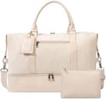 Weekender Bags For Women With Shoe Compartment Large Capacity Travel Overnight Bags Perfect For Travel/Gift (Beige)