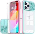 Asuwish Phone Case for iPhone 15 Pro Max 6.7 inch with Screen Protector Cover Slide 360 Full Protection Slim Clear Bumper Cell Accessories iPhone15promax 5G i Phone15Max Plus iPhone15 ProMax Sky Blue