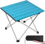 Grope Small Folding Camping Table with Aluminum Table Top, Beach Table for Sand with Carrying Bag,Prefect for Outdoor, Picnic, BBQ, Cooking, Festival