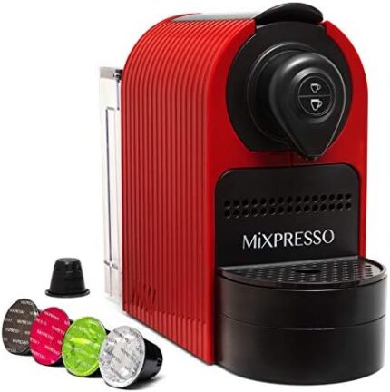 Mixpresso Espresso Machine for Nespresso Compatible Capsule, Single Serve Coffee Maker Programmable Buttons for Espresso and Lungo, Premium Italian 19 Bar High Pressure Pump 27oz 1400W (Red)