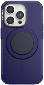 PopSockets iPhone 15 Pro Case with Round Phone Grip Compatible with MagSafe®, Phone Case for iPhone 15 Pro, Wireless Charging Compatible - Translucent French Navy