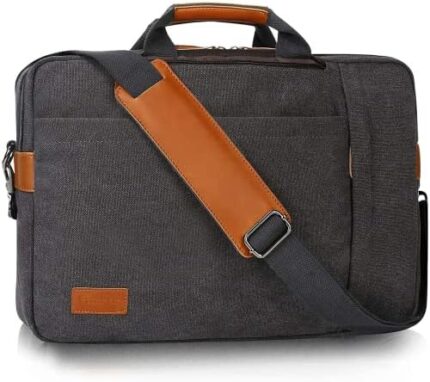 ESTARER Men's Laptop Messenger Bag, 17-17.3 Inch Laptop Backpack, Water Resistant Canvas Computer Bag Shoulder Bag, 3 in 1 Convertible Laptop Briefcases (Grey)