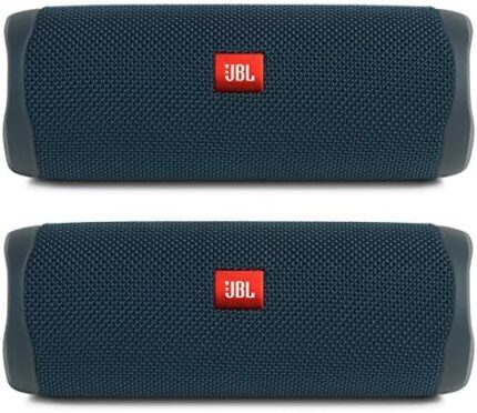 JBL Flip 5 Waterproof Portable Wireless Bluetooth Speaker Bundle - (Pair) Blue