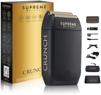 SUPREME TRIMMER Foil Shaver STF602 | Men's Electric Razor for Men (150 Min Runtime) Waterproof Shaver Barber use | Crunch Black