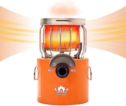 Campy Gear Little Guy 2 in 1 Portable Propane Heater & Stove, Outdoor Camping Gas Stove Camp Tent Heater for Ice Fishing Backpacking Hiking Hunting Survival Emergency (Orange, 9,000 BTU -Mini)