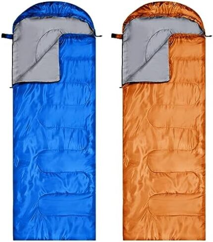 Tudomro 2 Pcs Camping Sleeping Bag for Adults Kids, Lightweight Packable Waterproof Camping Gear Equipment to Keep Warm for Spring Summer Fall Indoor Outdoor Backpacking Hiking Travel