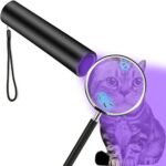 HUHKOUAE 365nm Flashlight Black Light,Portable Handheld Cat Ringworm Detector lamp,for Dog Cat Care and Resin Curing (Black)