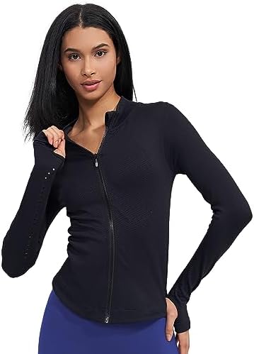 sphinx cat Womens Athletic Long Sleeve Full Zip Running Track Jacket Workout Yoga Sportwear with Thumb Holes Slim Fit