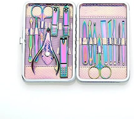 Manicure Set Nail Clippers Kit, FUNJIA Professional Stainless Steel Manicure Pedicure Care Tools Nail Care Tools, Perfect for Personal Care (Rainbow 16)