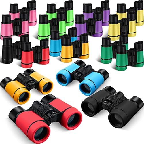 18 Pack Kid Binoculars Party Favors, Toy Binoculars Shockproof Bulk 18 Pack Kid Binoculars Party Favors, Toy Binoculars Shockproof Bulk Mini Compact Binoculars Gifts for 3-12 Years Folding Small Telescope Binoculars with Neck String for Kids Camping Outdoor, 9 Colors