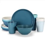 18-Piece Plates and Bowls Cups Set Wheat Straw Microwave Safe Plastic Dinnerware Set for Pasta,Cereal, Salad,Side Dishes,Kitchen, Camping, RV