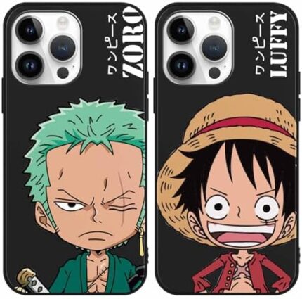 2 Pack Cool Phone Case for Apple iPhone 15 Pro Case Silicone 6.1", Japanese Anime Cartoon Characters Print for Men Boys Women Girls, Comics Manga Pattern Design, Soft TPU Funda Cases for iPhone15 Pro