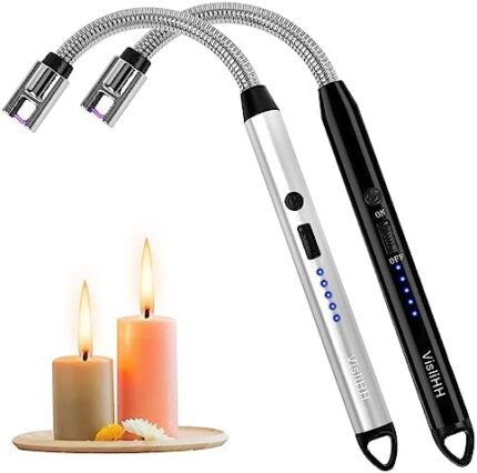 2 Pack Electric Candle Lighter, Cool Rechargeable, Plasma,Arc, Grill,USB,Windproof, Flameless, with Flexible Neck Lighters. Ideal for Candles,BBQs,Camping,Kitchen,Fireplace,Fireworks, etc.