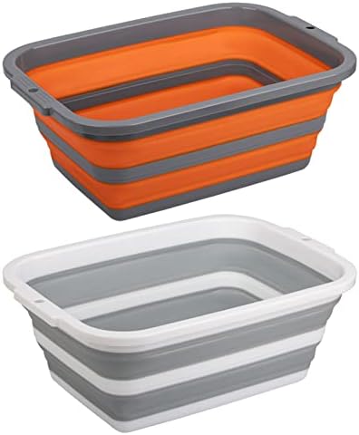 2 Pack Portable Sink with 2.25 Gal / 8.5L Each, Collapsible Tub for Washing Dishes, Outdoor, Camping and Hiking, Wash Basin for Home and Garden, Storage Bins for House