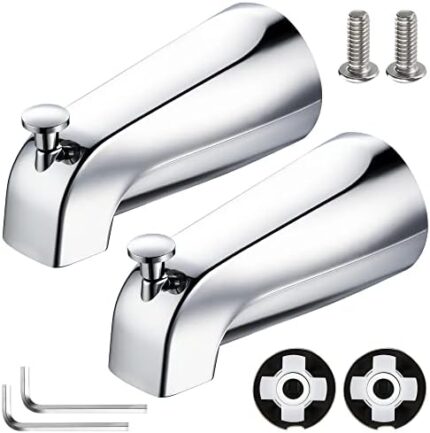 2 Pack Slip on Tub Spout with Diverter, Compatible with American Standard 8888026.002 Tub Spout, Bathroom Bathtub Faucet, Fits 1/2" Copper Water Tube(5/8" Diameter), Polished Chrome, 5/32" Hex Wrench