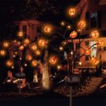 2 Packs 40LED Solar Halloween Pumpkin Stake Lights, 2 Modes Orange Pumpkin Halloween Lights, Waterproof Halloween Pumpkin Decorations for Halloween, Thanksgiving Fall Garden Yard Pathway Walkway