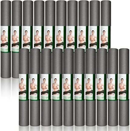 20 Pcs Yoga Mat Non Slip Fitness Exercise Mat Workout Mat with Strap for Women Gym Home Supplies, 72 x 24 Inch (Gray)