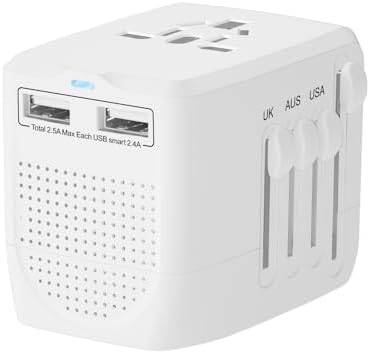2000W Travel Voltage Converter with 2 USB Ports for Hair Straighteners, Curlers, Laptops, Cameras and Other Devices, Travel Adapter Multi Plug for US/Australia/UK/Europe and Over 200 Other Countries